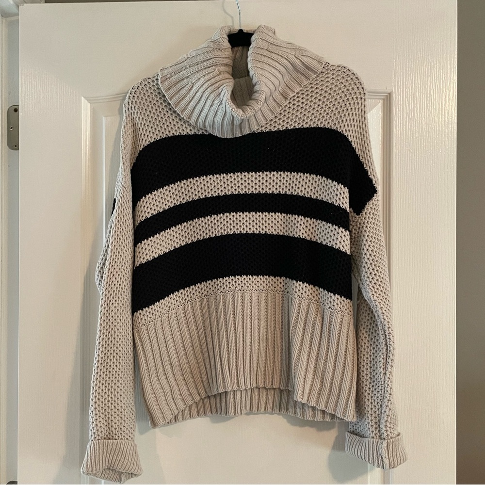 Chaser Knit Stripe Cowl Turtleneck